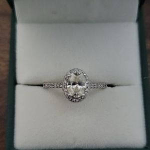 Authentic Moissanite Oval Halo Ring